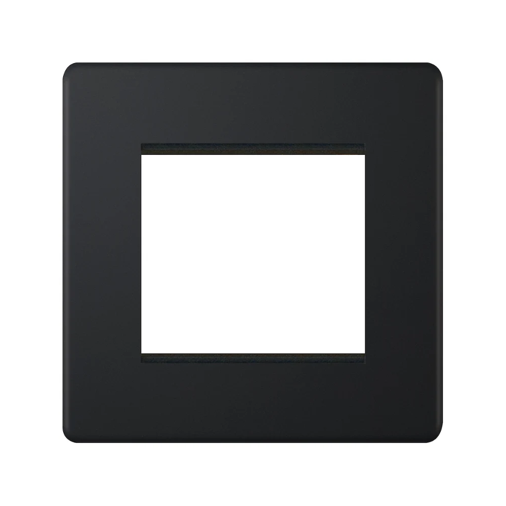 Hilton 2 Aperture Screwless Euro Media & Data Plate — Matt Black