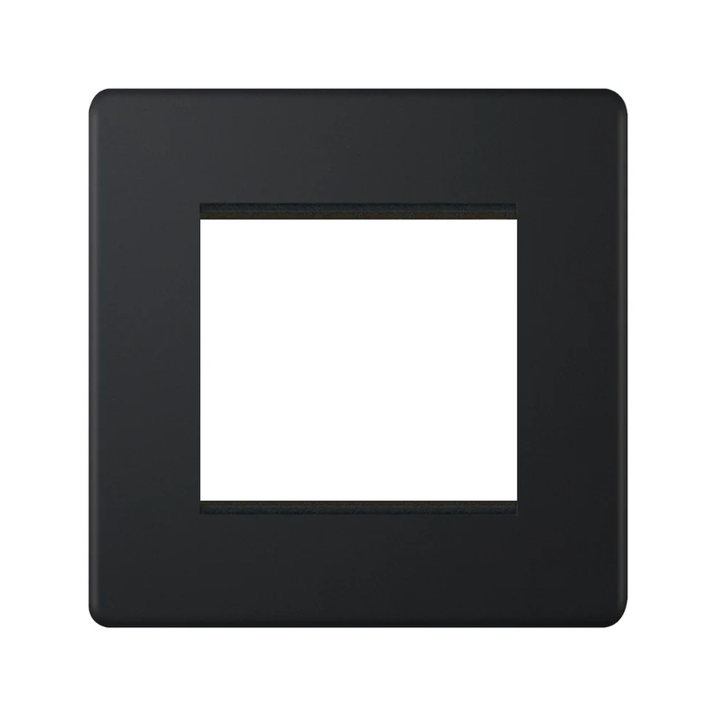 Hilton 2 Aperture Screwless Euro Media & Data Plate — Matt Black