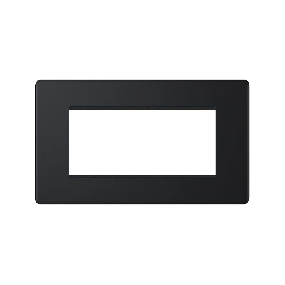 Hilton 4 Aperture Screwless Euro Media & Data Plate — Matt Black