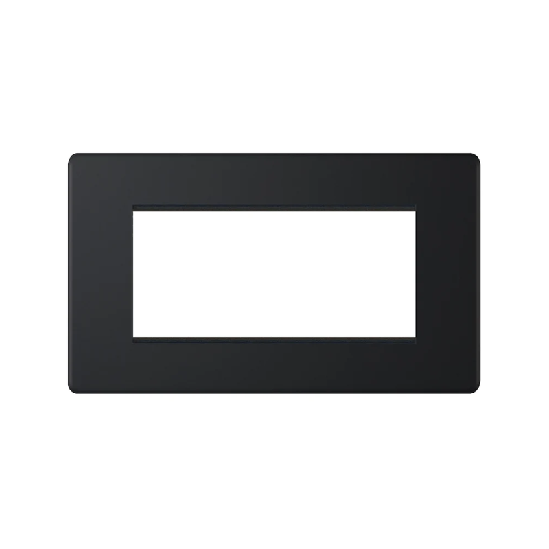 Hilton 4 Aperture Screwless Euro Media & Data Plate — Matt Black