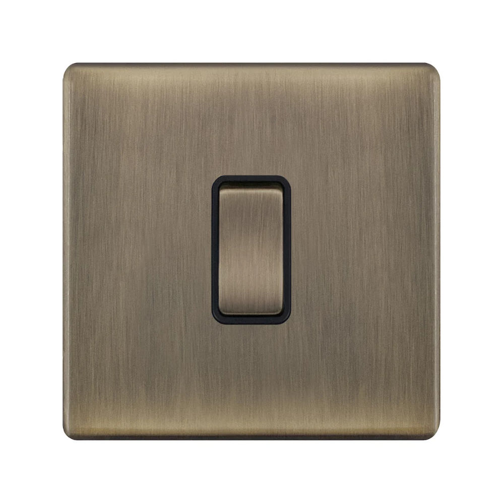 Hilton 10A 1 Gang 2 Way Screwless Plate Switch — Antique Brass