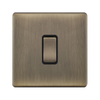 Hilton 10A 1 Gang 2 Way Screwless Plate Switch — Antique Brass