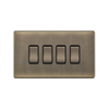 Hilton 10A 4 Gang 2 Way Screwless Plate Switch — Antique Brass