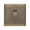 Hilton 10A 1 Gang Intermediate Screwless Plate Switch — Antique Brass