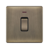 Hilton 20A 1 Gang DP Screwless Plate Switch with Neon — Antique Brass