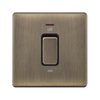 Hilton 45A 1 Gang DP Screwless Plate Switch with Neon — Antique Brass