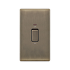 Hilton 45A 2 Gang DP Screwless Plate Switch with Neon — Antique Brass