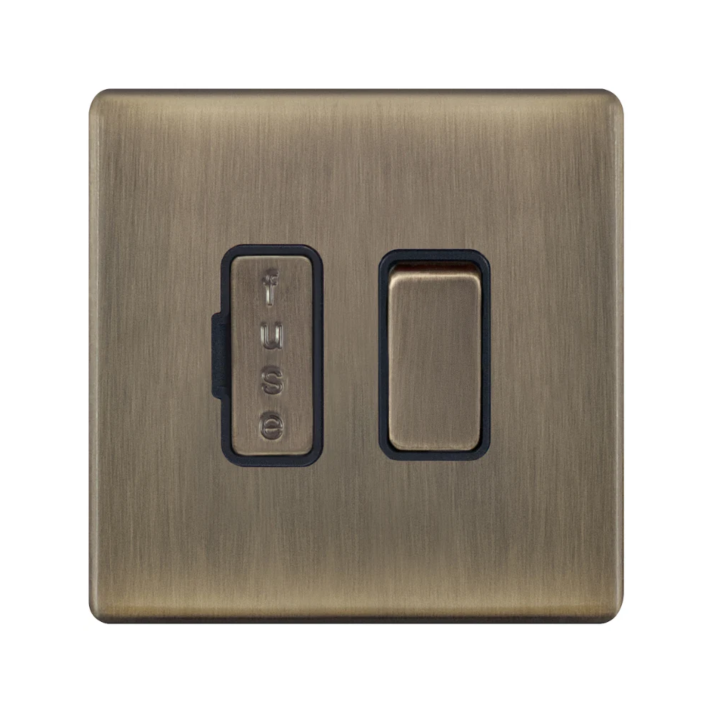 Hilton 13A DP Switched Screwless Fused Connection Unit — Antique Brass