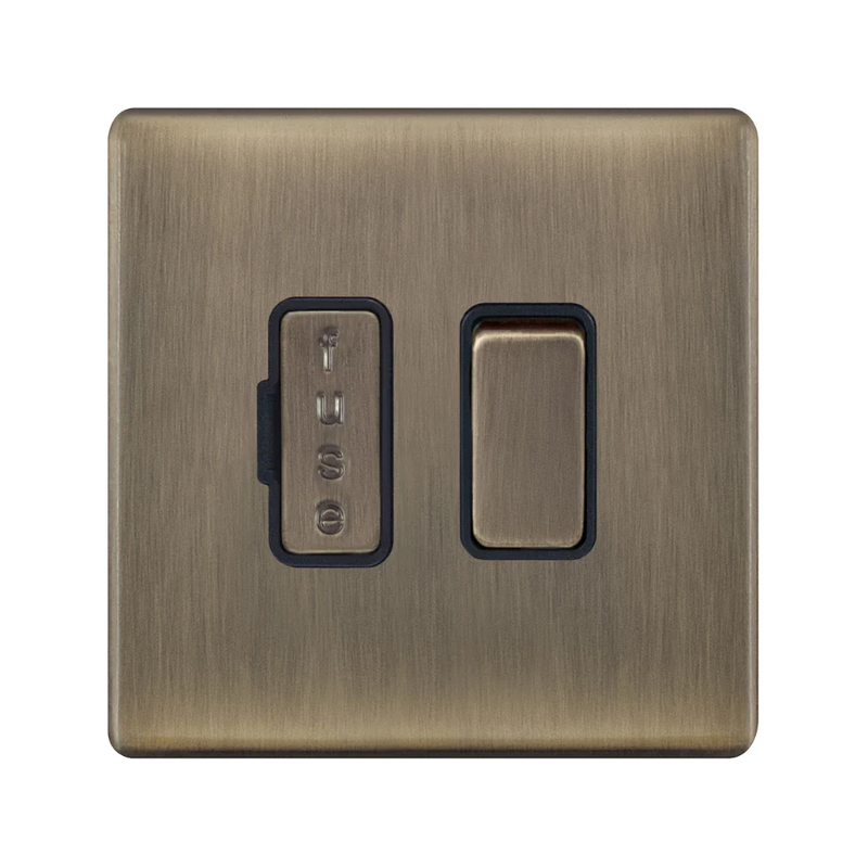 Hilton 13A DP Switched Screwless Fused Connection Unit — Antique Brass
