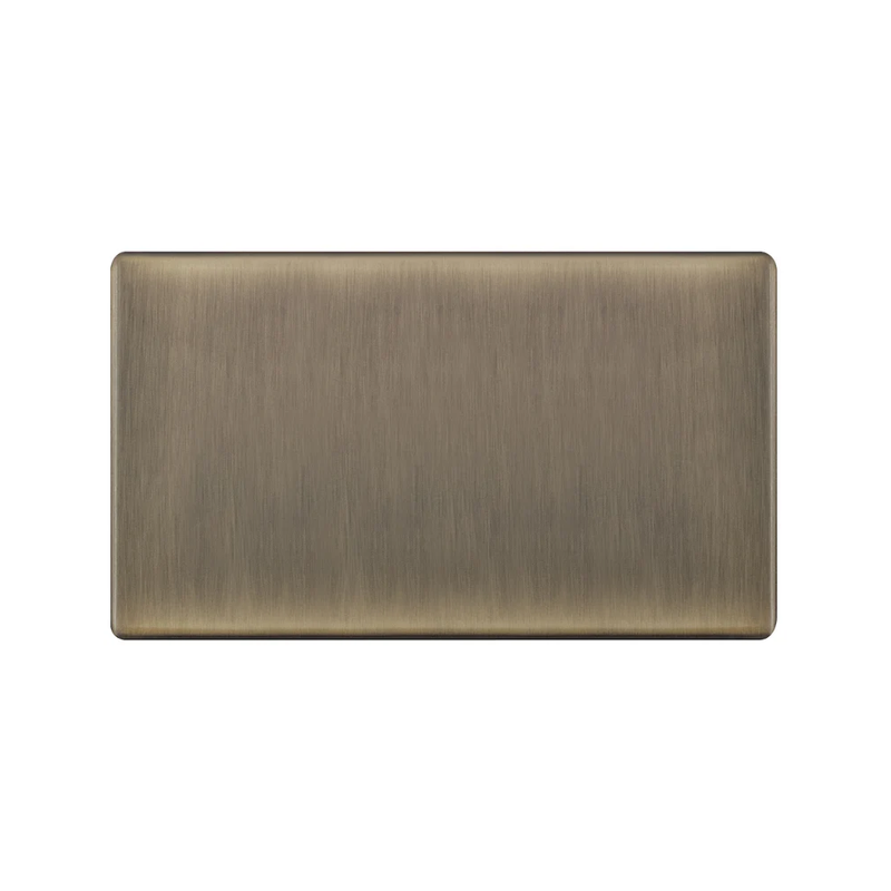Hilton 2 Gang Screwless Blanking Plate — Antique Brass