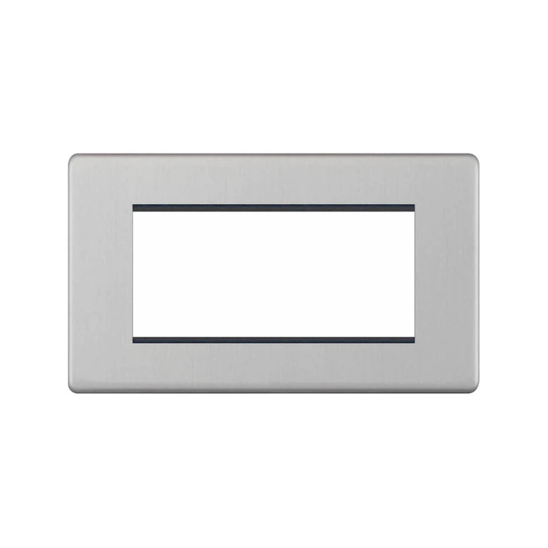 Hilton 2 Gang 4 Aperture Screwless Grid Faceplate