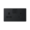 Hilton Screwless 2 Gang 13A Switched SP Socket Outlet - Matt Black, Black Insert