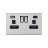 Hilton 2 gang switched with 1 x USB type A & 1 x USB type C  (2.4A / 3A)