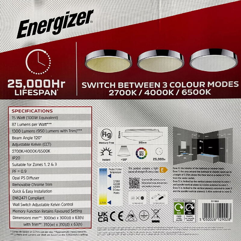 Energizer CCT IP44 Bathroom light S11963