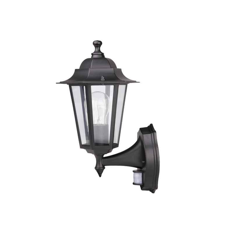 Out Door 6 Sided Black PIR Lantern (S5902)