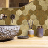 Ener-J Large Luxe Gold HexaStyle Aluminum Peel & Stick Tile, Size: 290 x 288 x 4 mm (Pack of 4)