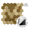 Ener-J Large Luxe Gold HexaStyle Aluminum Peel & Stick Tile, Size: 290 x 288 x 4 mm (Pack of 4)