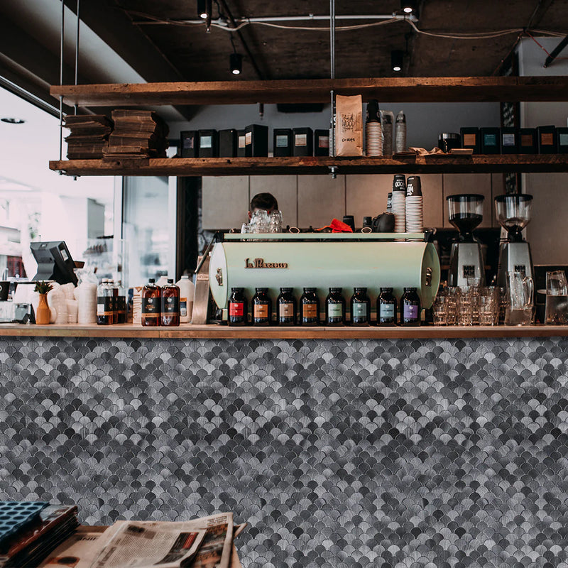 Ener-J Reflective Scallop-Pattern Peel & Stick Aluminum Tile, Size: 295 x 300 x 4 mm (Pack of 4)