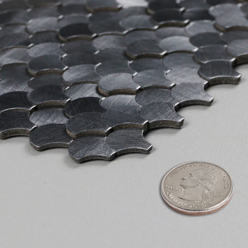 Ener-J Reflective Scallop-Pattern Peel & Stick Aluminum Tile, Size: 295 x 300 x 4 mm (Pack of 4)