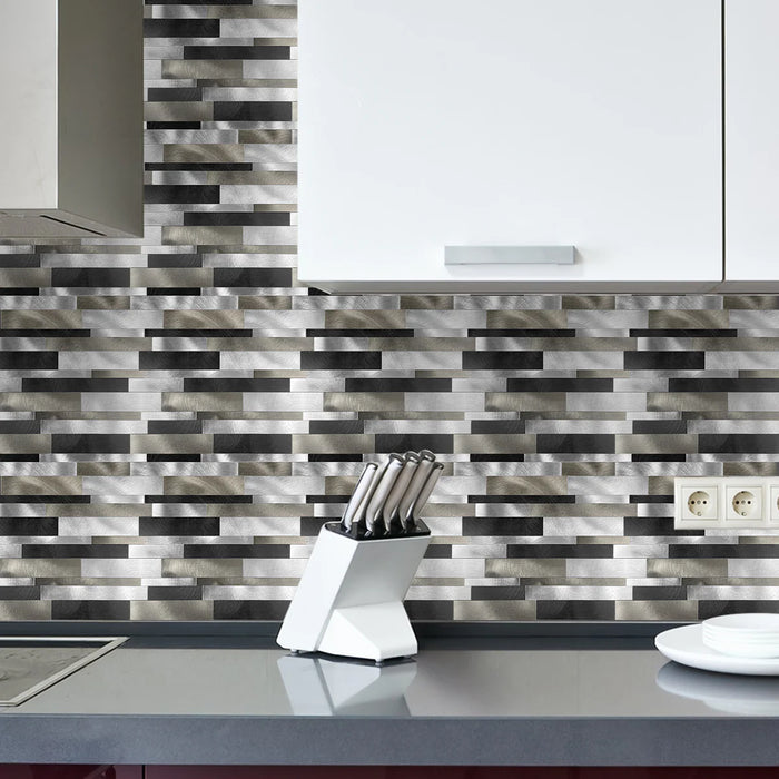 Ener-J Sleek Metallic Layers Peel & Stick Aluminum Tile, Size: 303 x 297 x 4 mm (Pack of 4)