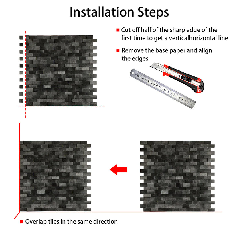 Ener-J Urban Alloy Pattern Peel & Stick Aluminum Tile, Size:300 x 300 x 4 mm (Pack of 4)