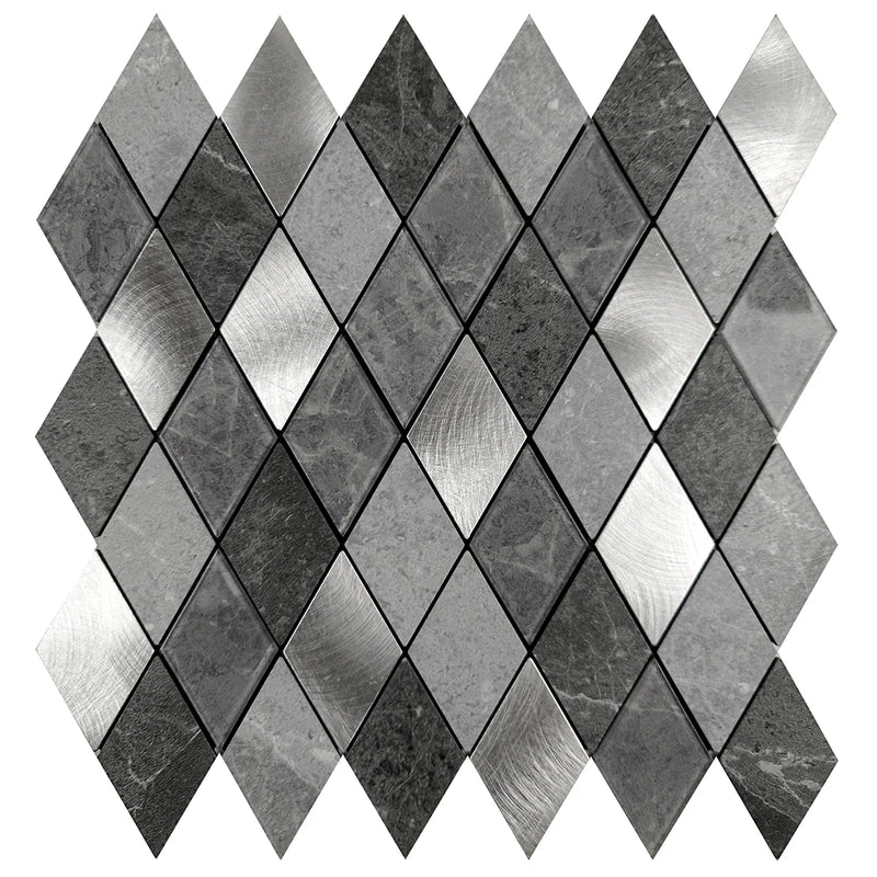 Ener-J Silver Slate Diamond Pattern Peel & Stick Aluminum Tile, Size: 295 x 29 5 x 4.5 mm (Pack of 4)