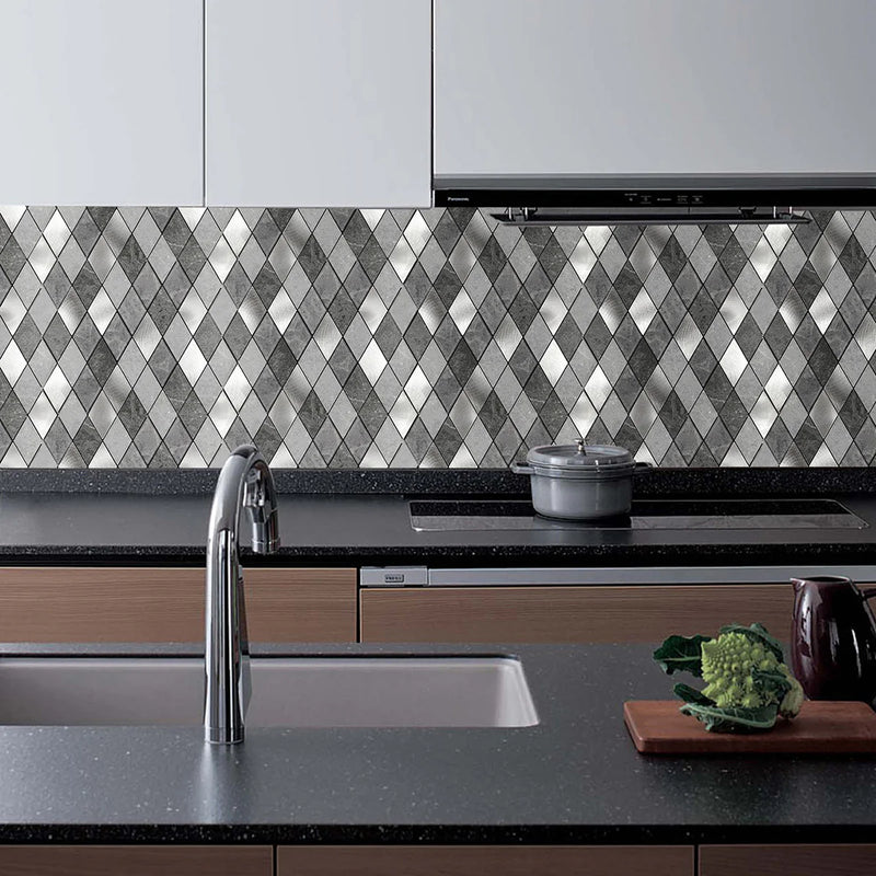 Ener-J Silver Slate Diamond Pattern Peel & Stick Aluminum Tile, Size: 295 x 29 5 x 4.5 mm (Pack of 4)