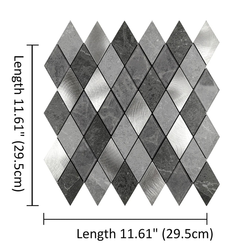 Ener-J Silver Slate Diamond Pattern Peel & Stick Aluminum Tile, Size: 295 x 29 5 x 4.5 mm (Pack of 4)
