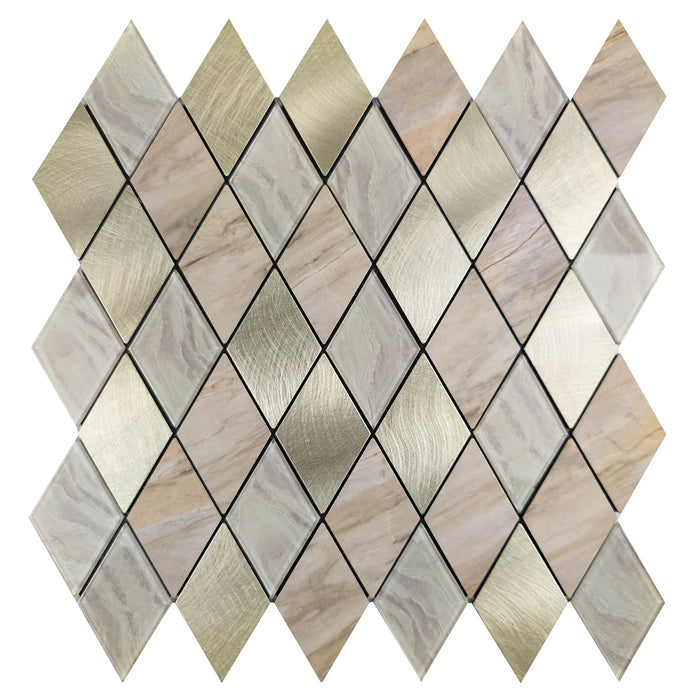 Ener-J Rose Gold Slate Diamond Pattern Peel & Stick Aluminum Tile, Size:295 x 295 x 4.5 mm (Pack of 4)