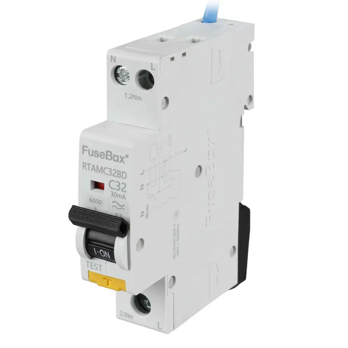 FuseBox RCBO Type A 30mA 6kA – C Curve (6A to 40A) | Bi-Directional Series