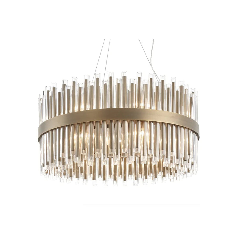 Column Round 80cm Antique Brass Chandelier