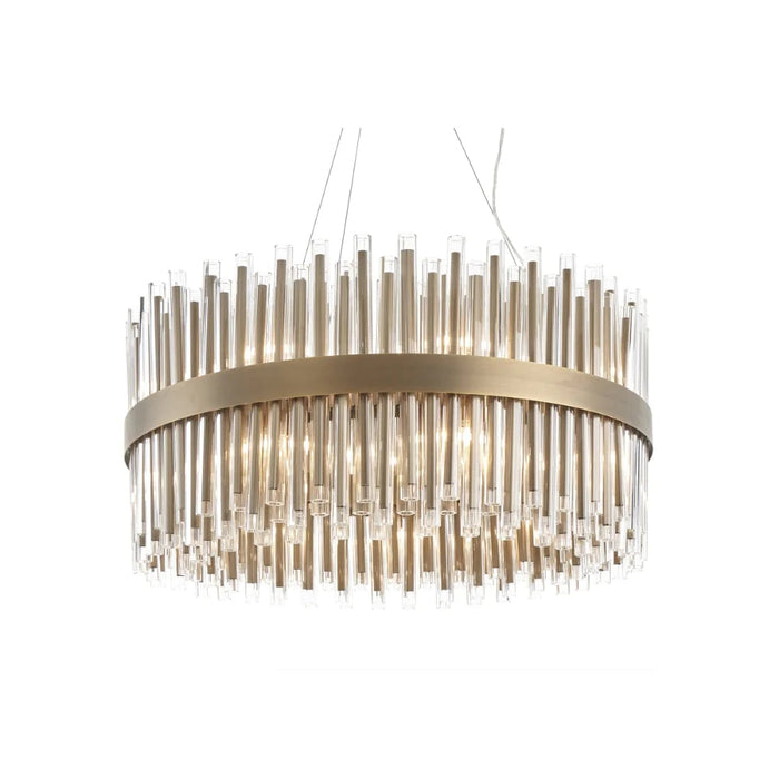 Column Round 80cm Antique Brass Chandelier