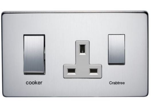 Crabtree 7521/PB Polished Brass 45A Switch 13A Socket Cooker Control Unit