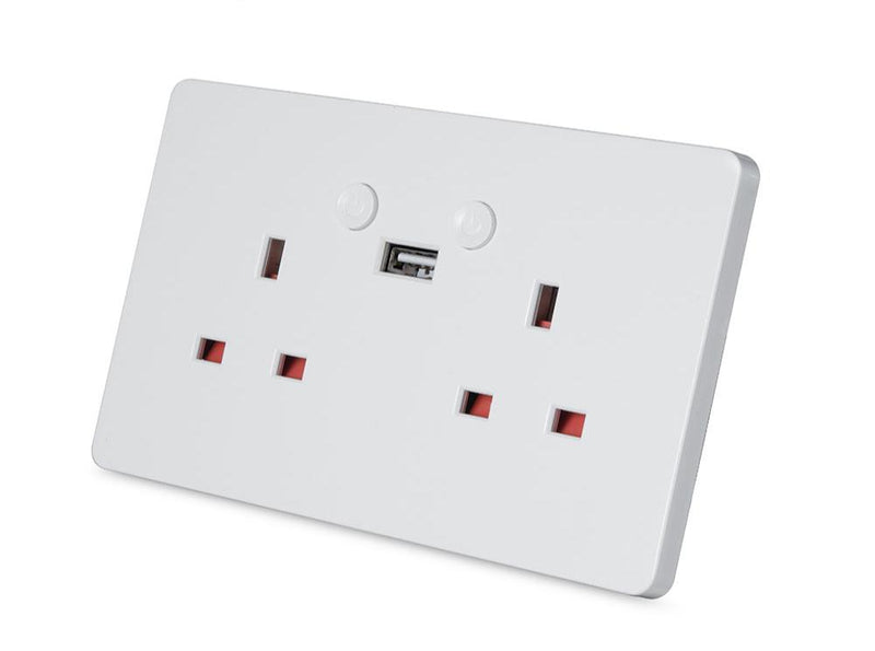 Ener-J Smart Wi-Fi Double Socket + USB (White Body)