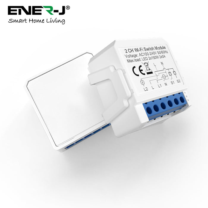 Ener-J Smart WiFi+BLE 2CH Light Switch Module (Max 2 x 150W). On/Off Switch