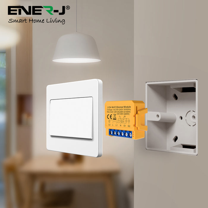Ener-J Smart WiFi+BLE 2CH Light Switch Module (Max 2 x 150W). Dimmable