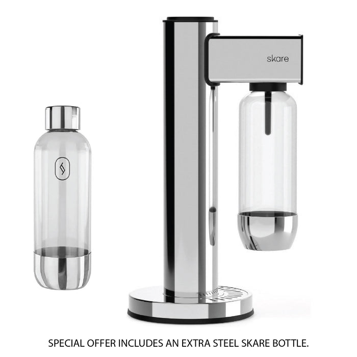 Skare Soda Maker 2 Water Carbonator with 2 Included Water Bottles - Steel
