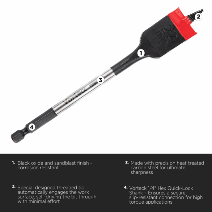 CK T2953 9 Piece Vorteck Fast Flat Wood Bit Set 12-32mm