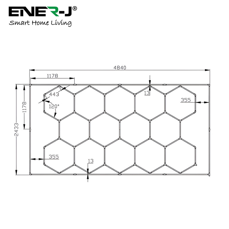 Ener-j 600W Car Showroom Light 440mm*23.6mm *38.1mm(57pcs)+1175mm*23.6mm *38.1mm(12pcs),PC T5 Tubes, 6500K, 100-120lm/W