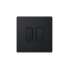 Hilton 10Amp 2 Gang 2 Way Screwless Light Switch – Matt Black with Black Insert