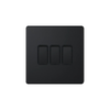 Hilton 10Amp 3 Gang 2 Way Screwless Light Switch – Matt Black with Black Insert