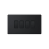 Hilton 10Amp 4 Gang 2 Way Screwless Light Switch – Matt Black with Black Insert