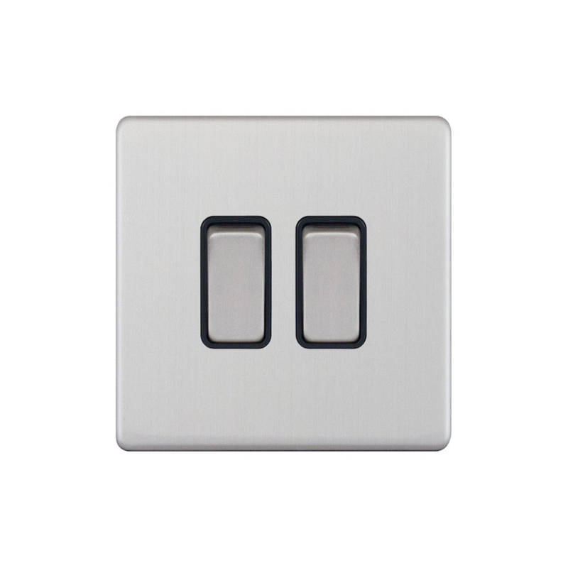 Hilton 10 Amp 2 Gang 2 Way Plate Switch