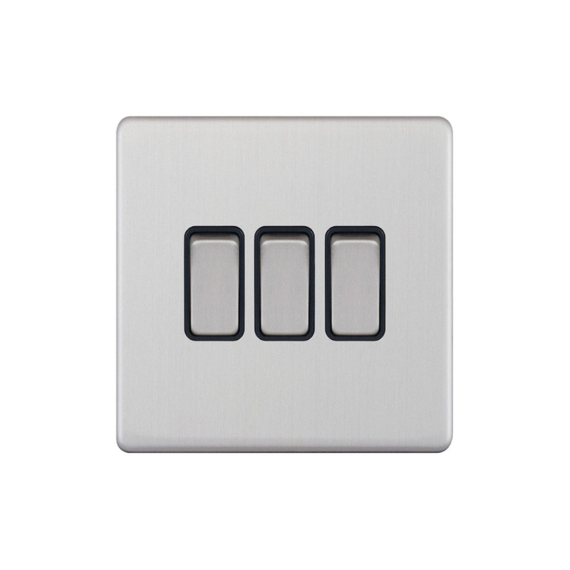 Hilton 10 Amp 3 Gang 2 Way Plate Switch