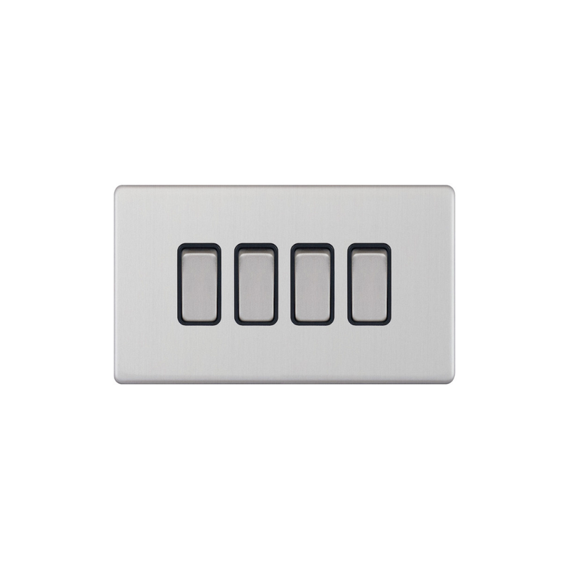 Hilton 10 Amp 4 Gang 2 Way Plate Switch