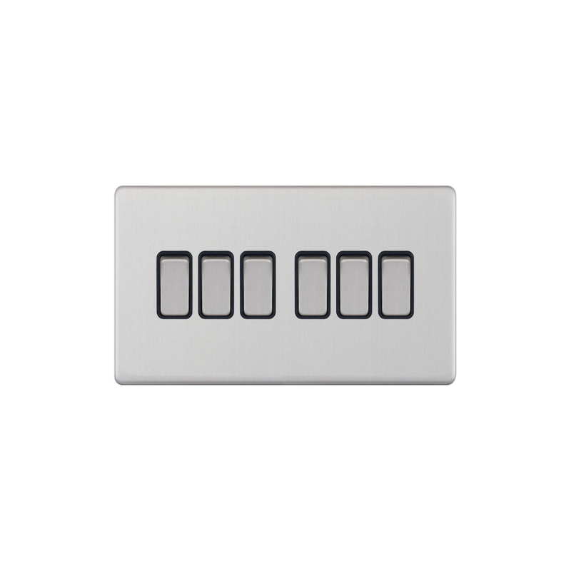 Hilton 10 Amp 6 Gang 2 Way Plate Switch
