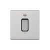 Hilton 20A Double Pole Switch With Neon - Brush Chrome with Black Insert