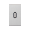 Hilton 45A Double Pole Switch Tall Plate With Neon - Brush Chrome with Black Insert