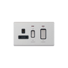 Hilton 45A Double Pole Switch+13A Sc With Neon - Brush Chrome with Black Insert