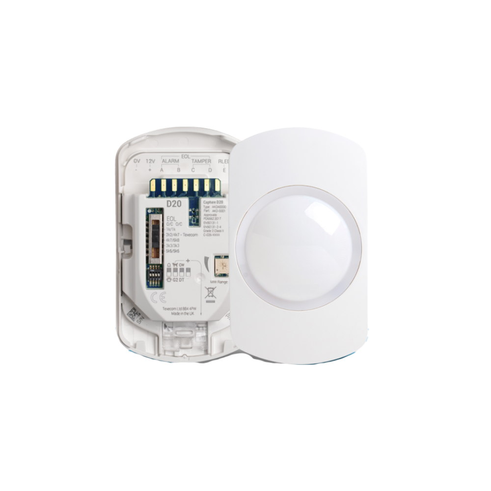 ***NEW** Texecom D20 Capture Wired Wall Mount 20m Dual Tech PIR Sensor, Grade 2